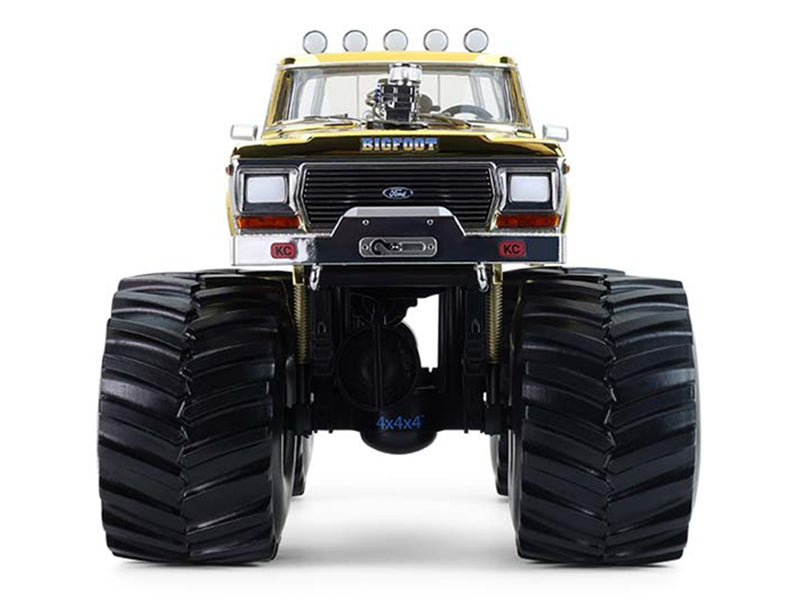 1979 Ford F-250 Monster Truck "Bigfoot #1 50th Anniversary" Gold Chrome with Bob Chandler Standing Figure "Kings of Crunch" Series 1/18 Diecast Model Car by Greenlight