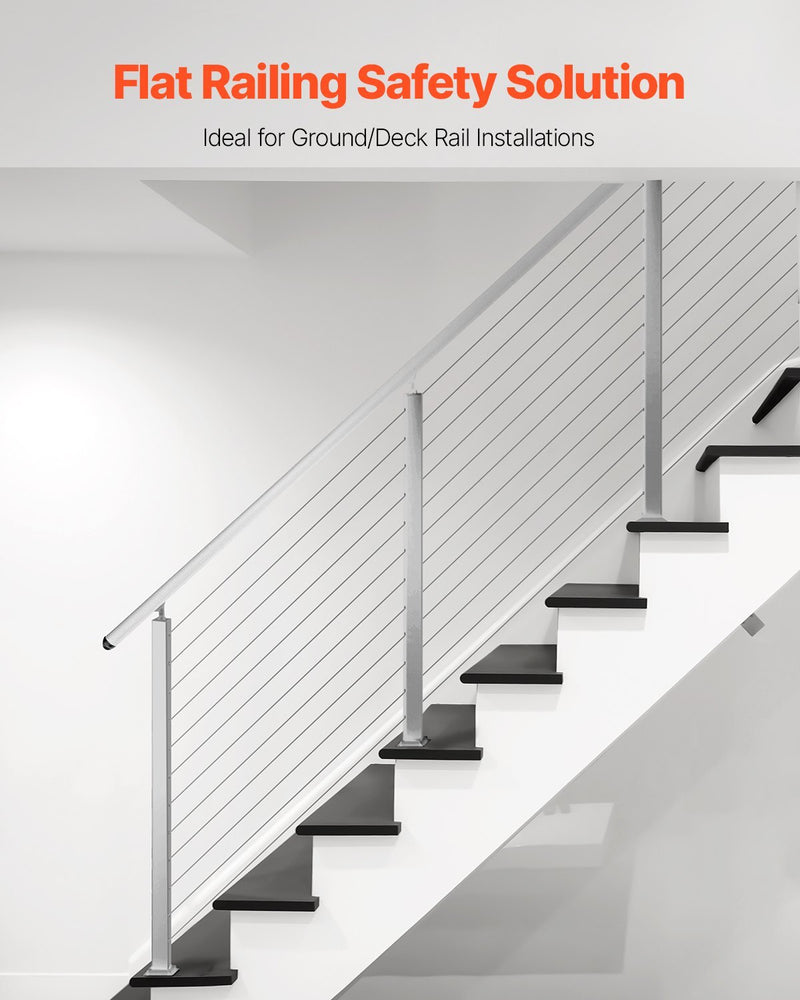 Cable Railing Post, 42x2x2 Inch Stair Railing Post, with Pre-Drilled 30? Angled Holes, Stainless Steel Cable Rail Post with Horizontal and Curved Bracket, 1-Pack, Silver, 1JZLGZXYS1062TLWC001V0