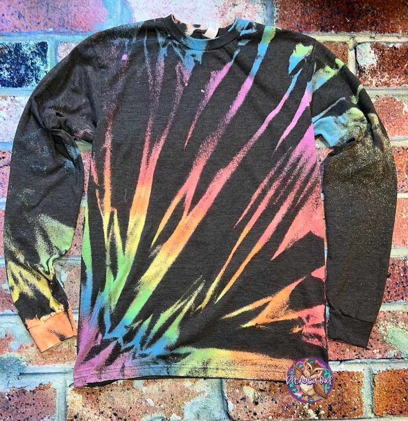Rainbow Reverse Tie Dye Long Sleeve Tee-Blank