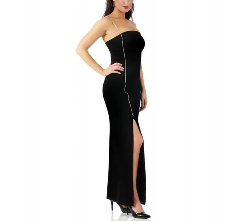 InstantFigure Long Dress Rhinestone Strap