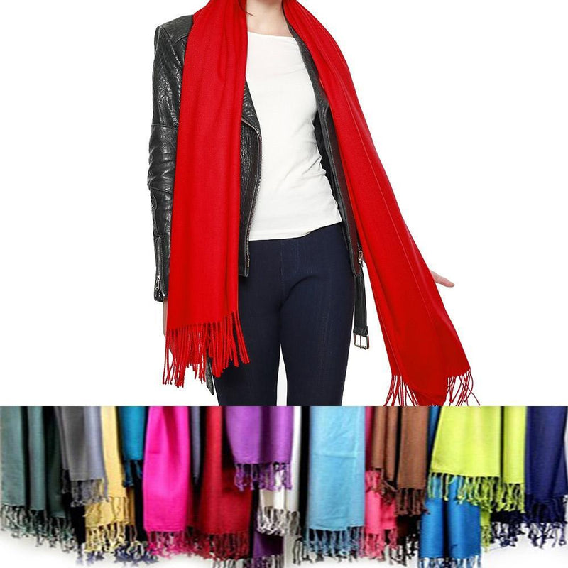 Color: L - ROYAL BLUE - Privilege Pashmina Shawls With Fringe Benefits
