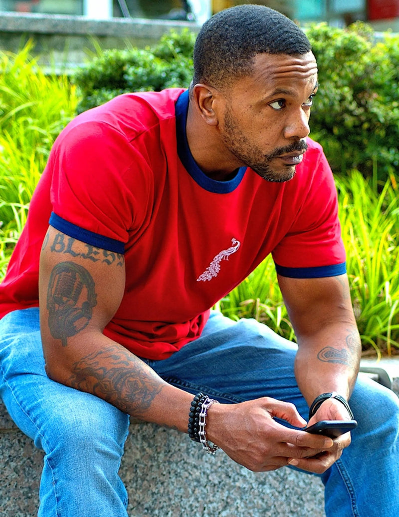 VaVichi King Embroidered Ringer Tee