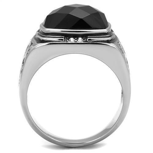 TK2514 - Stainless Steel Ring High polished (no plating) Men Synthetic Jet