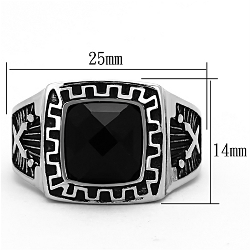 TK1356 - Stainless Steel Ring High polished (no plating) Men Synthetic Jet