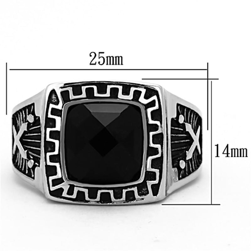 TK1356 - Stainless Steel Ring High polished (no plating) Men Synthetic Jet
