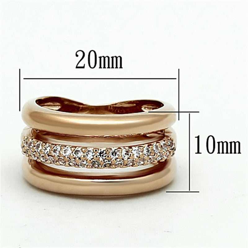 LOA900 - Brass Ring Rose Gold Women AAA Grade CZ Clear
