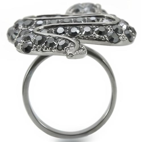0W282 - Brass Ring Ruthenium Women Top Grade Crystal Jet