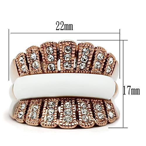 GL223 - Brass Ring IP Rose Gold(Ion Plating) Women Semi-Precious White