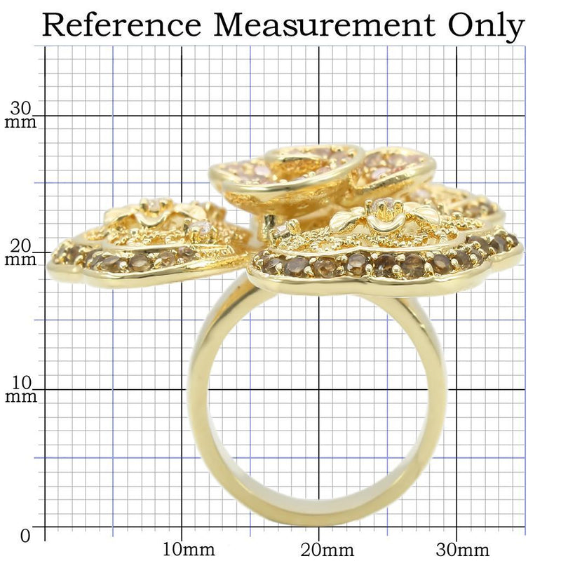 0W312 - Brass Ring Gold Women AAA Grade CZ Multi Color