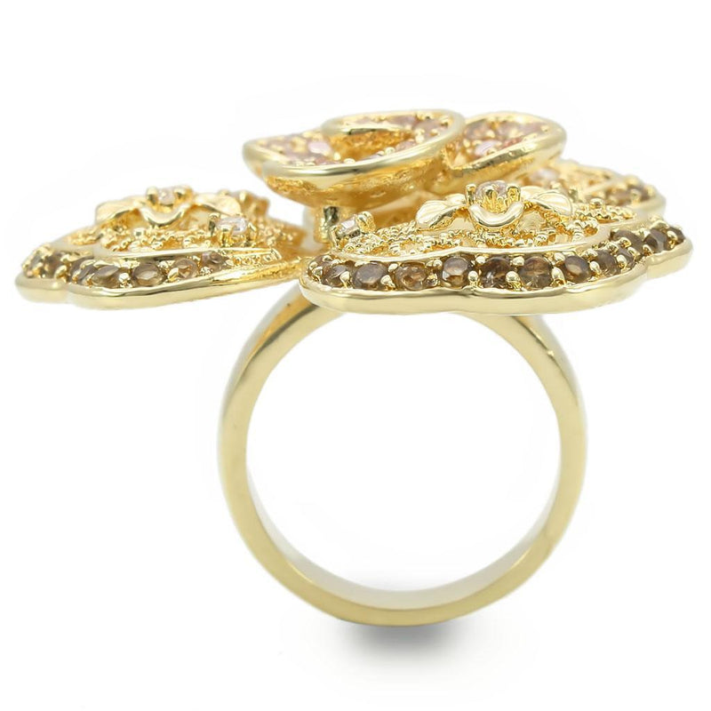 0W312 - Brass Ring Gold Women AAA Grade CZ Multi Color
