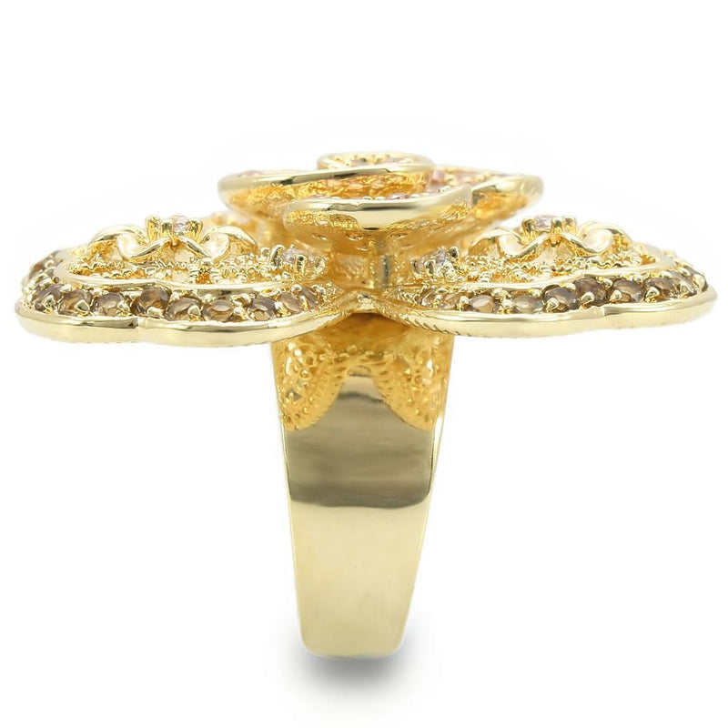 0W312 - Brass Ring Gold Women AAA Grade CZ Multi Color