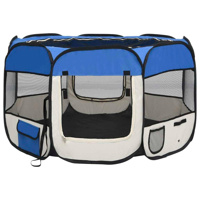 Foldable Dog Playpen with Carrying Bag Blue 43.3"x43.3"x22.8