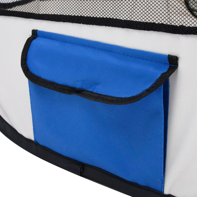 Foldable Dog Playpen with Carrying Bag Blue 43.3"x43.3"x22.8