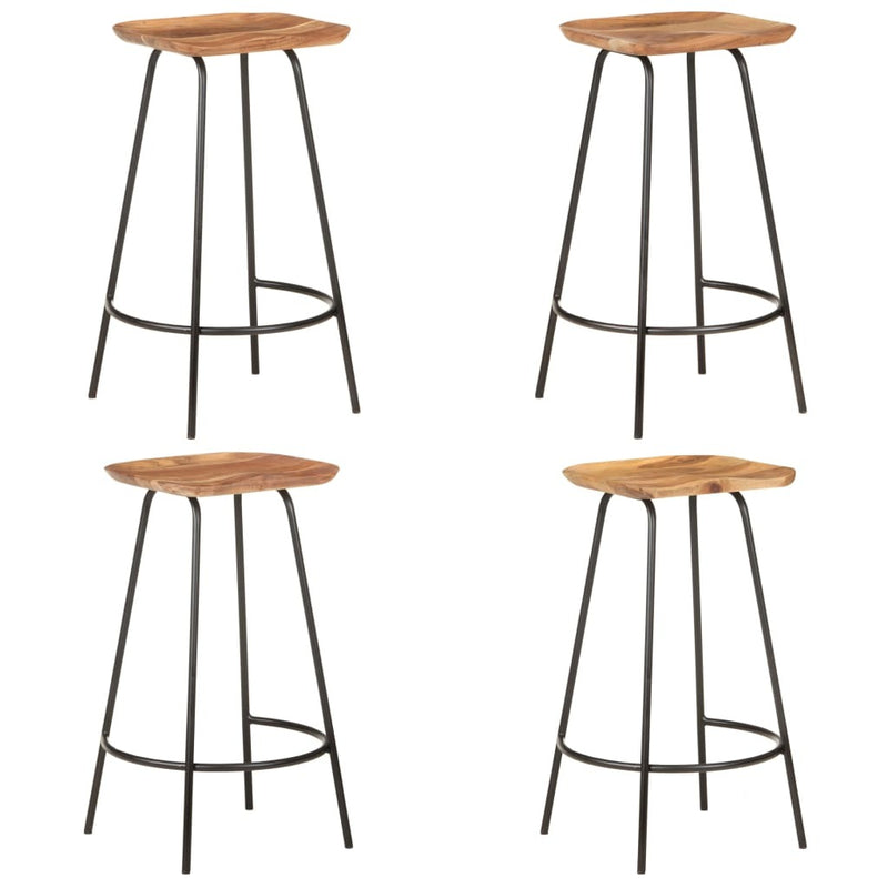 Bar Stool Set of 4 natural wood and black