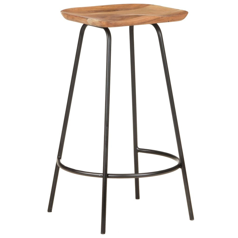 Bar Stool Set of 4 natural wood and black