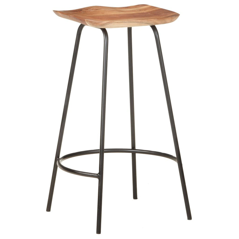 Bar Stool Set of 4 natural wood and black