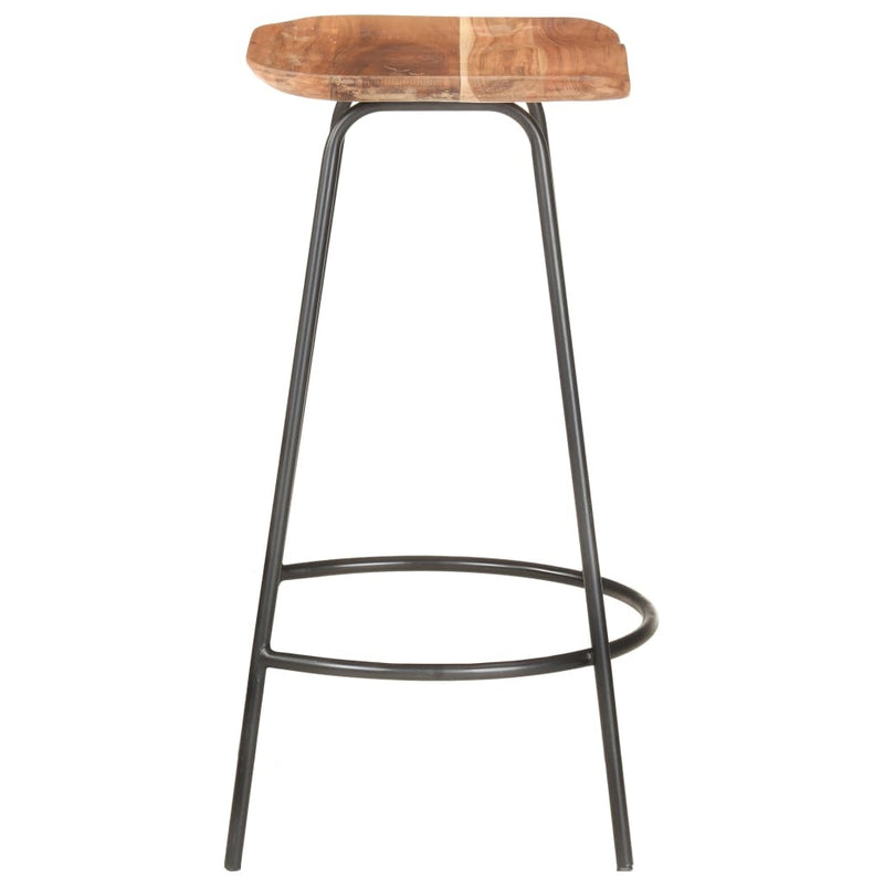Bar Stool Set of 4 natural wood and black