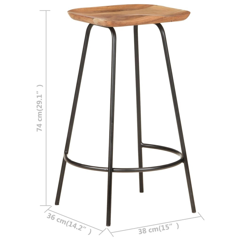 Bar Stool Set of 4 natural wood and black