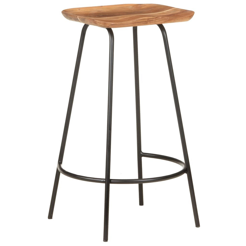 Bar Stool Set of 4 natural wood and black