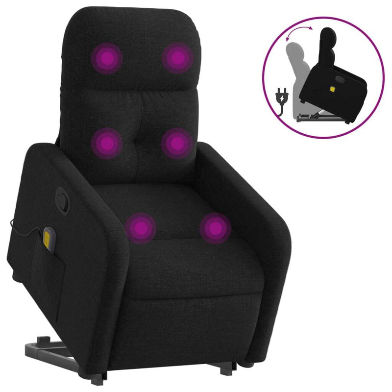 Stand Up Massage Recliner Chair Black Fabric, metal, plywood