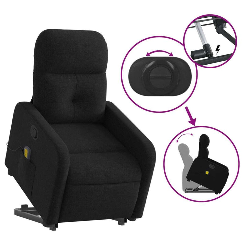 Stand Up Massage Recliner Chair Black Fabric, metal, plywood