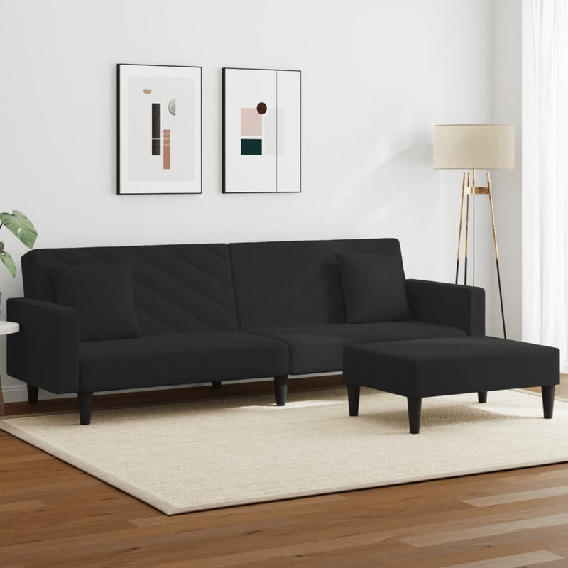 Sofa Set Black Velvet (100% polyester), wood, plastic Large