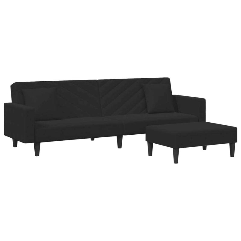 Sofa Set Black Velvet (100% polyester), wood, plastic Large