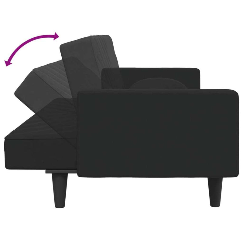 Sofa Set Black Velvet (100% polyester), wood, plastic Large