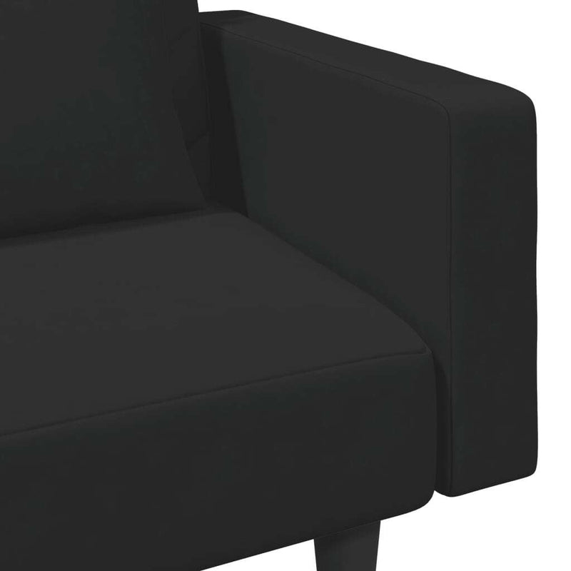 Sofa Set Black Velvet (100% polyester), wood, plastic Large
