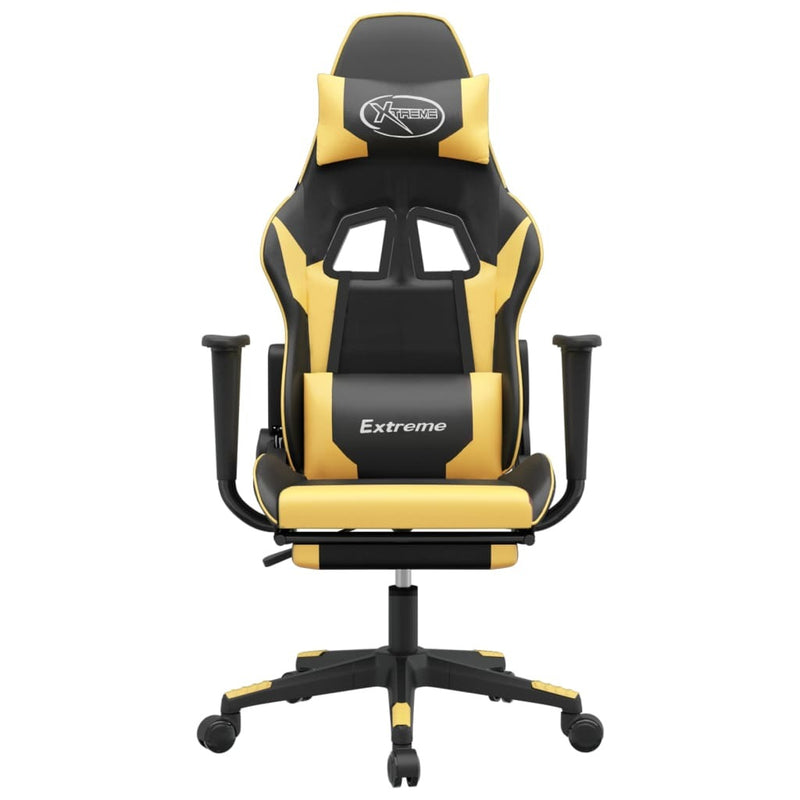 Gaming Chair Black and Gold Faux leather, metal, plywood, foam