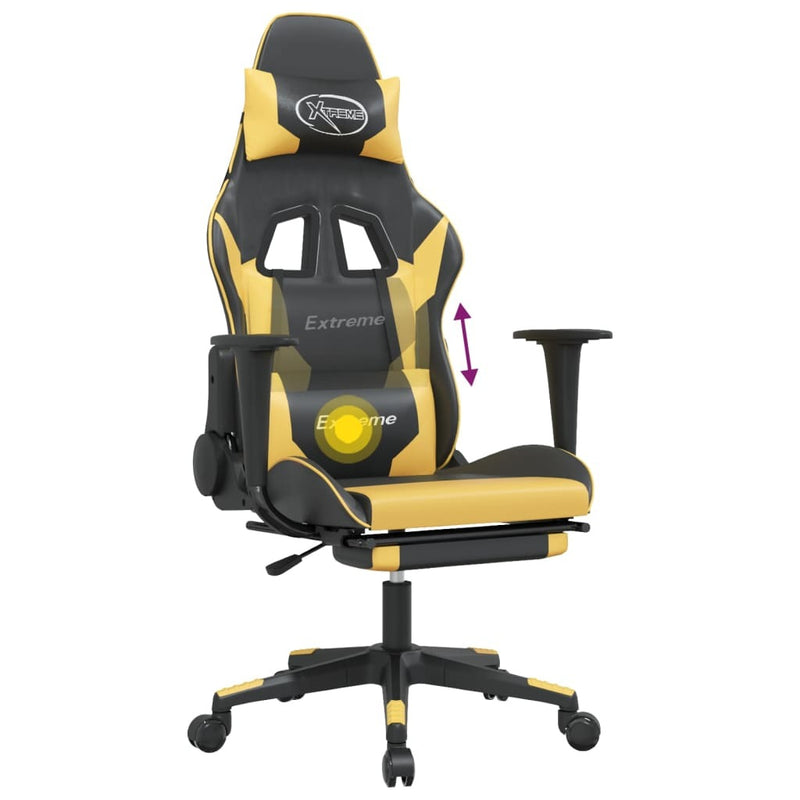 Gaming Chair Black and Gold Faux leather, metal, plywood, foam