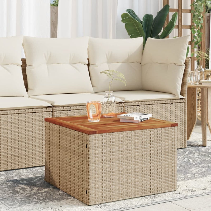 Garden Table Beige and Brown PE Rattan Small Durable