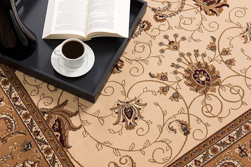 20' Runner Beige and Ivory Oriental Power Loom Runner Rug