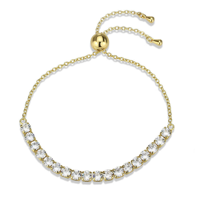 3W1665 - Gold Brass Bracelet with AAA Grade CZ in Clear