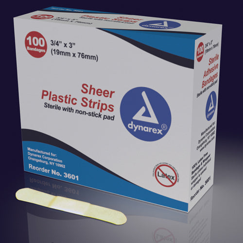 Adhesive Bandages Sheer 3/4 x3  Sterile Bx/100