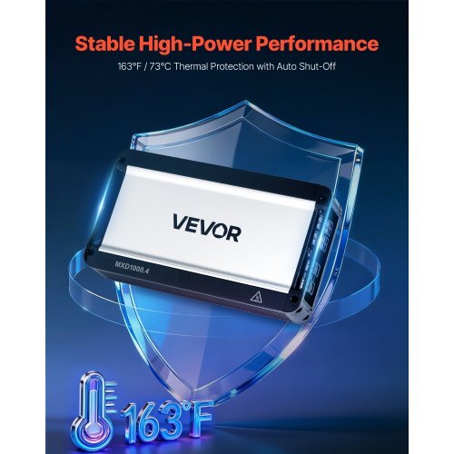 4 Channel Car Audio Amplifier 2 Ohm Stable Bridgeable Class D Full Range Amp Max Power 4 x 500W @ 4 Ohm / 4 x 1000W @ 2 Ohm for Car SUV Truck Off-Road