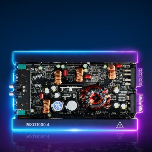 4 Channel Car Audio Amplifier 2 Ohm Stable Bridgeable Class D Full Range Amp Max Power 4 x 500W @ 4 Ohm / 4 x 1000W @ 2 Ohm for Car SUV Truck Off-Road