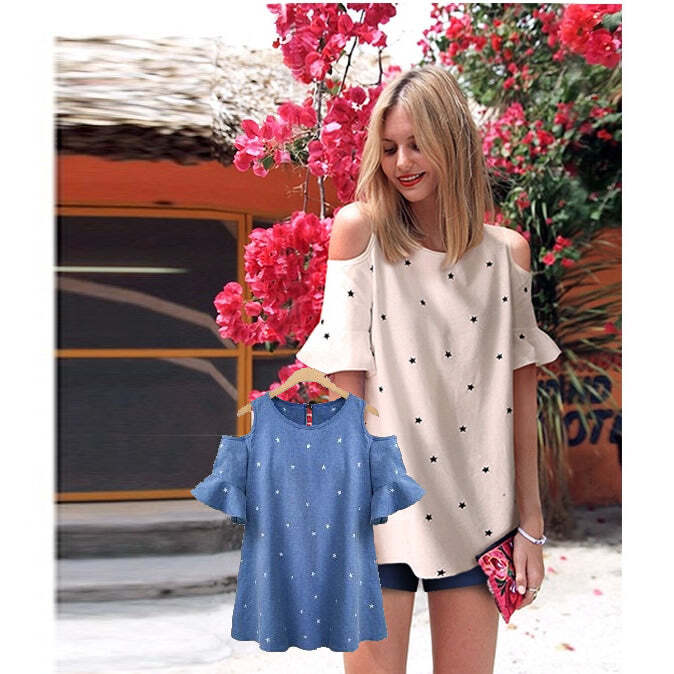 Size: 5X-Large,Color: COCONUT WHITE - Stars Galore Sweetly Feminine Blouse From Sizes M To 5XL