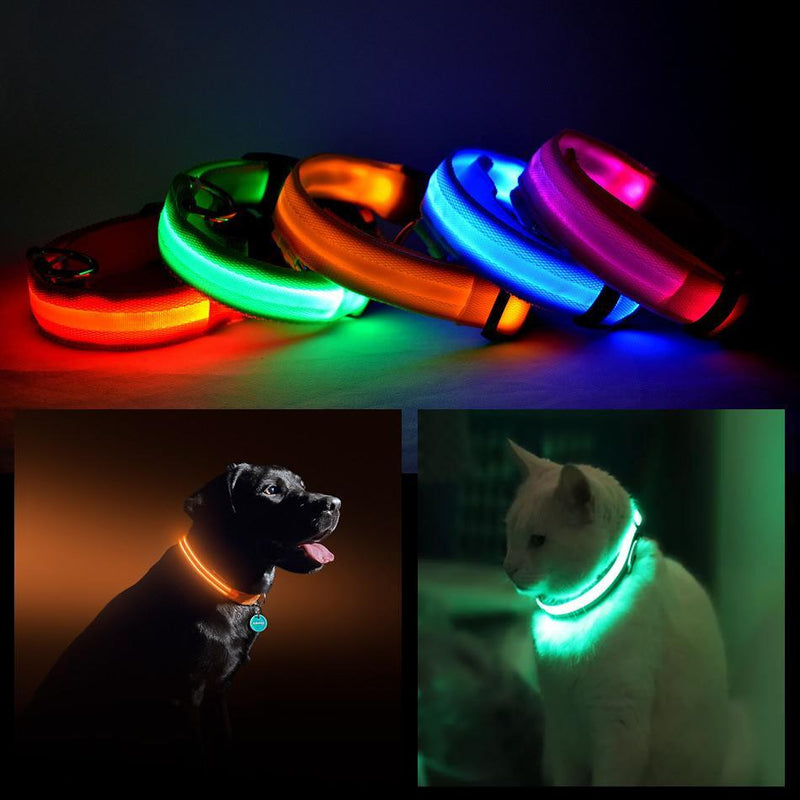 Color: RED,Size: LARGE - LED PET Safety Halo Style Collar