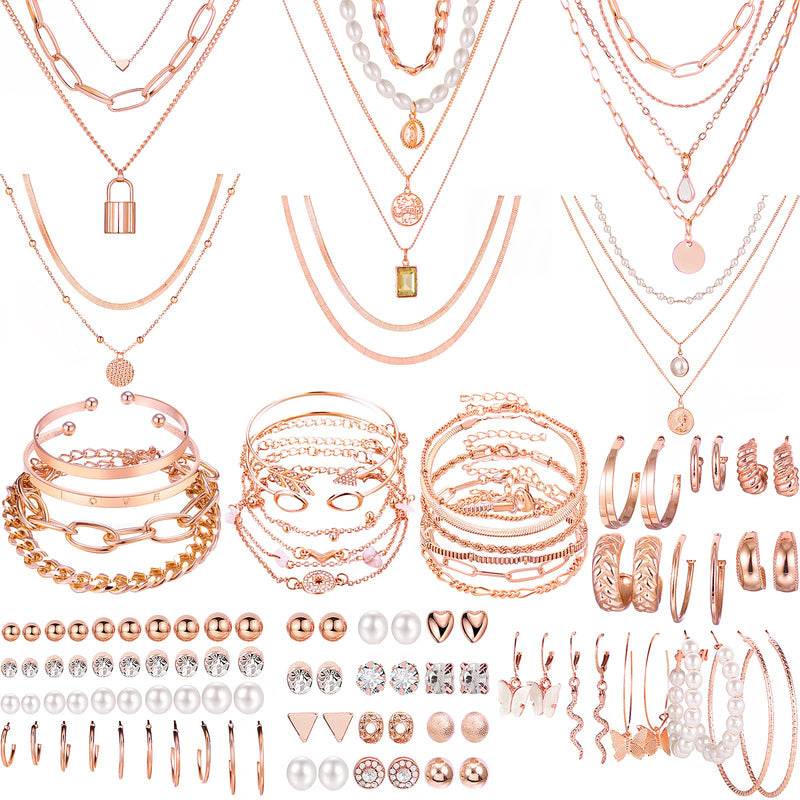 69-Piece Gold Jewelry Set for Women | Necklaces, Bracelets & Earrings