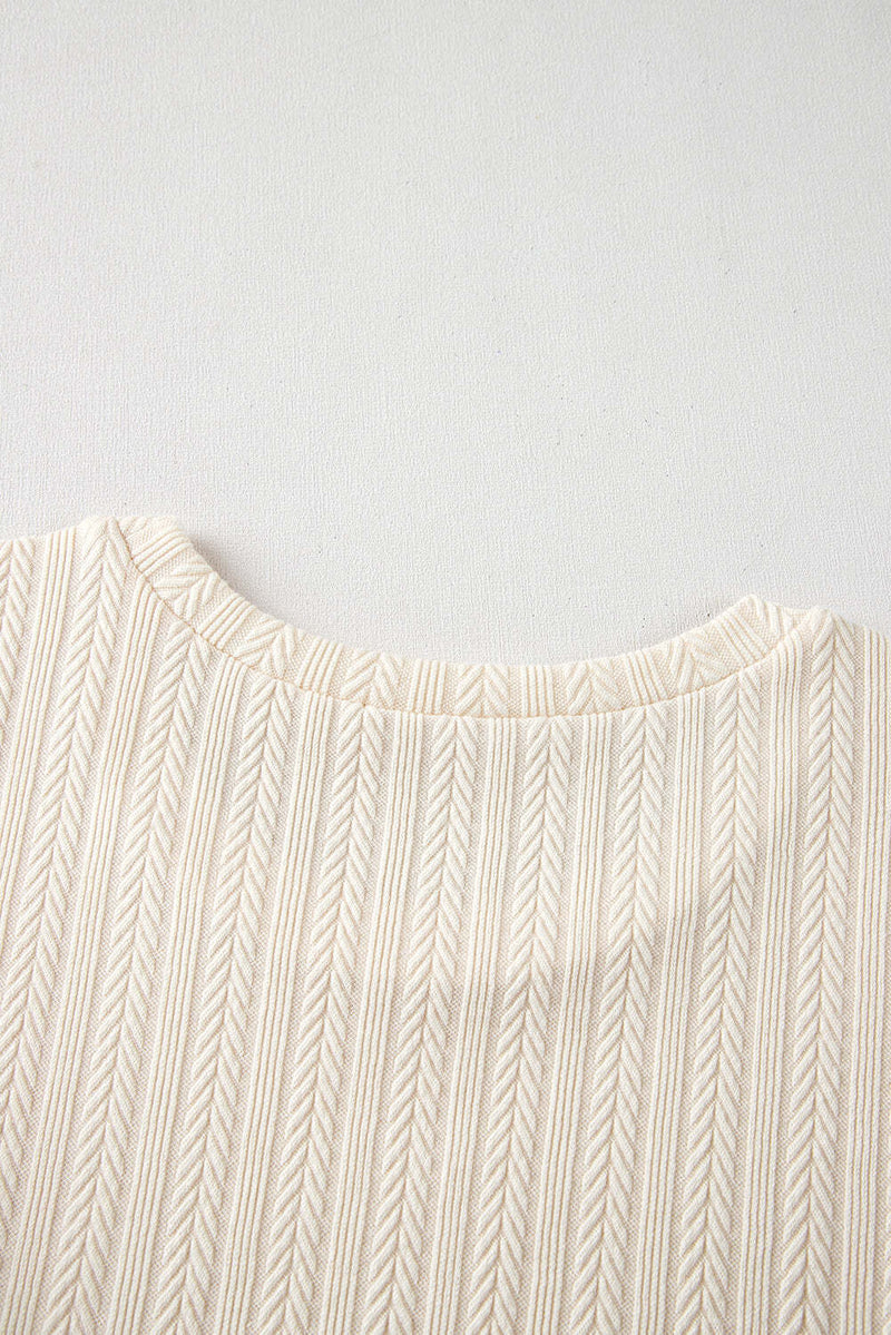 Apricot Polka Dot Mesh Puff Sleeve Textured Blouse