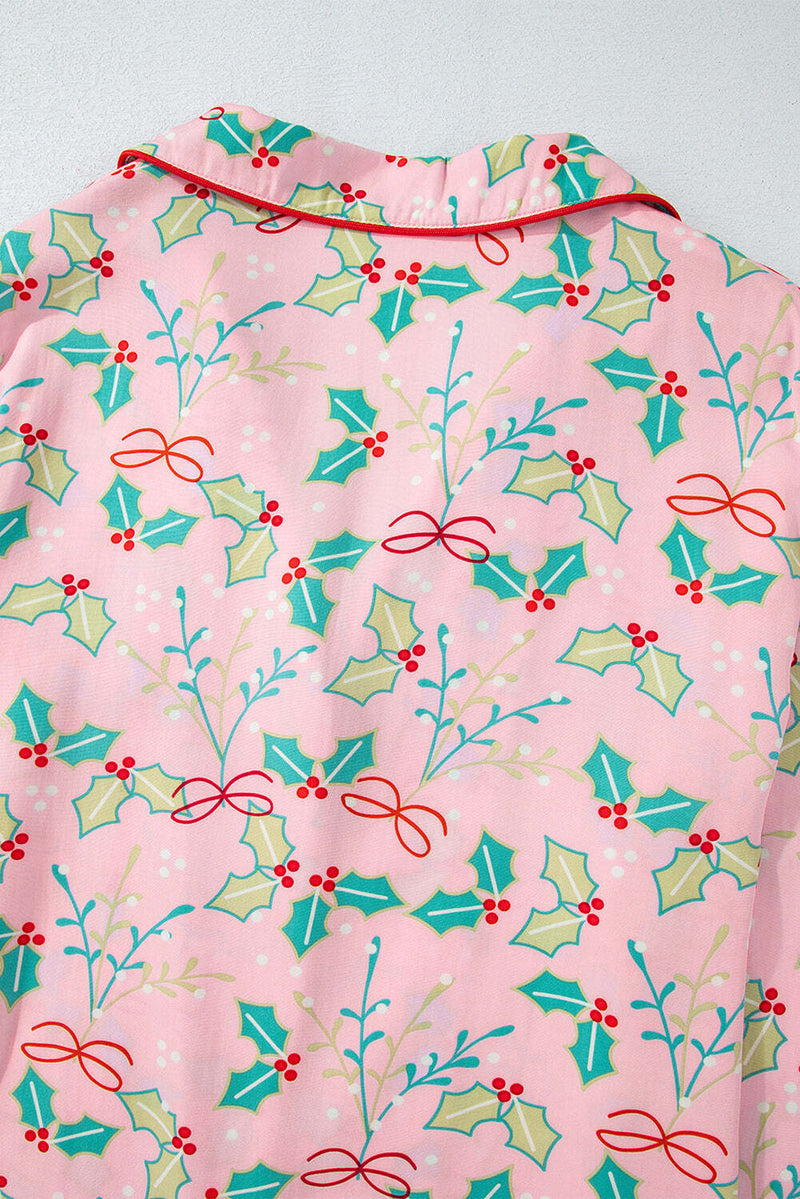 Multicolour Floral Christmas Pajamas Set