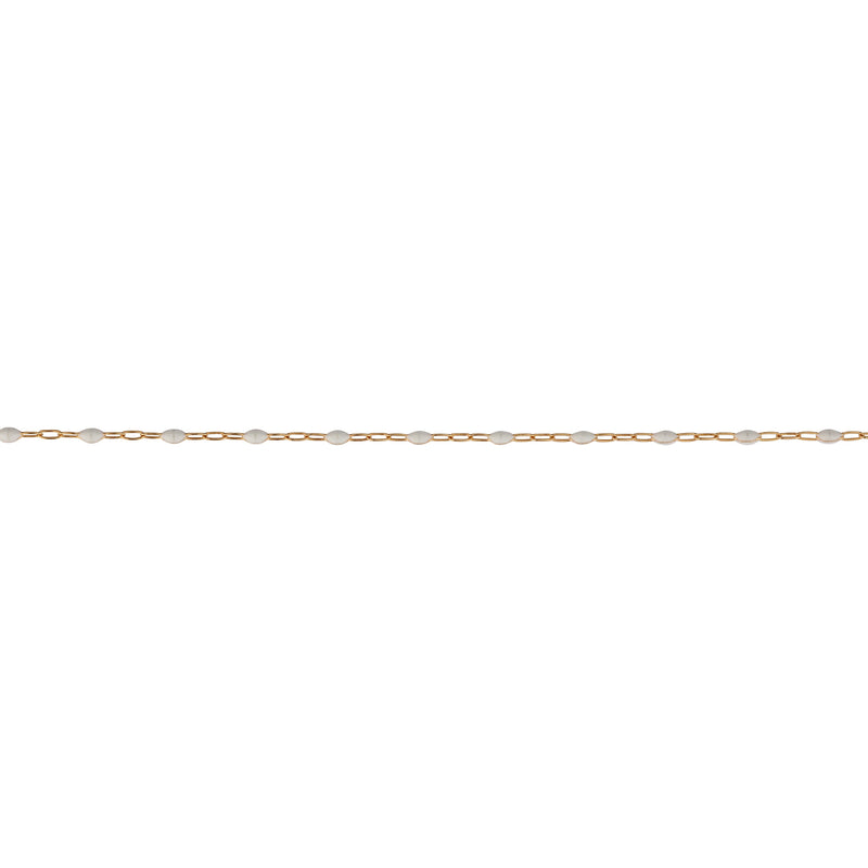 Pure White Paperclip Enamel Gold Fill Chain, 1.5MM, Chain for Permanent Jewelry