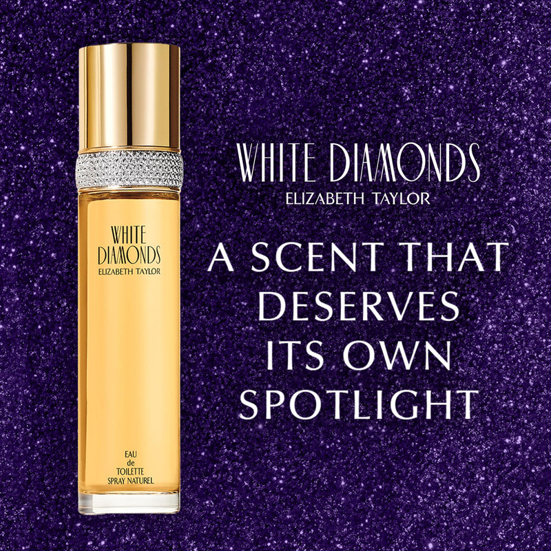 Elizabeth Taylor White Diamonds Women's Perfume, Long-Lasting Floral Fragrance for Her, Eau de Toilette EDT Spray, 3.3 fl oz