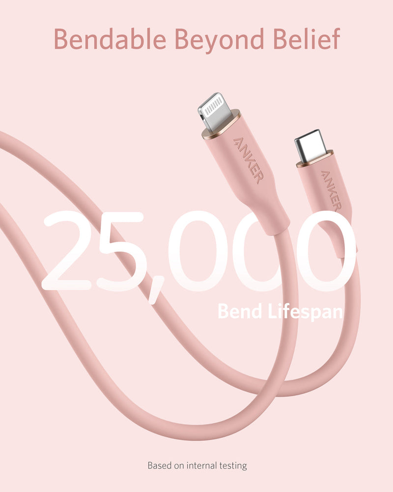 Anker <b>641</b> USB-C to Lightning Cable (Flow, 3 ft Silicone)