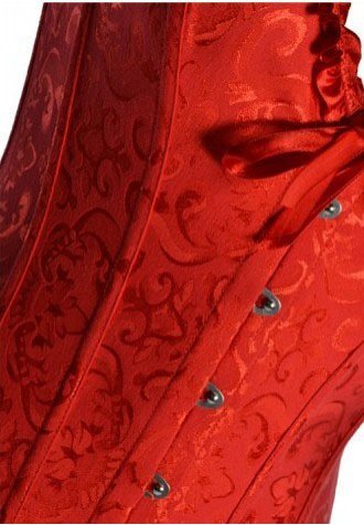 Red Glamourous Jacquard Floral Overbust Boning Corset Bustier