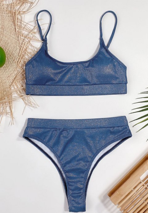 Metallic High Waisted Bikini Swimsuit