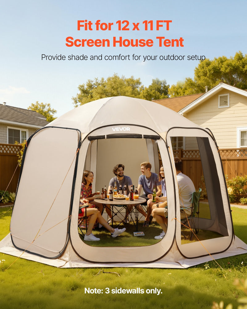 Sun Shade Sail Canopy Covers, Fit for 12 x 11 ft Screen House Tent, Sun Protection, 5.51 x 4.59 ft 300D Oxford Silver-Coated Fabric, Pack of 3 (Not Include Tent), for Outdoor Activities, Beige