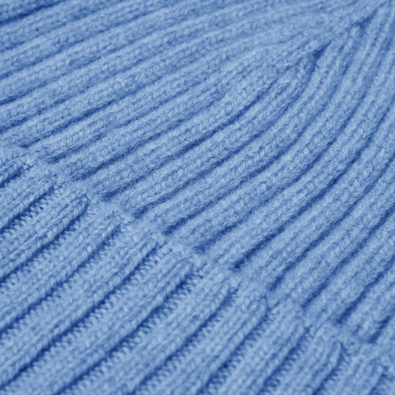 Milano (light blue) - Italian 100% cashmere ribbed beanie (unisex)