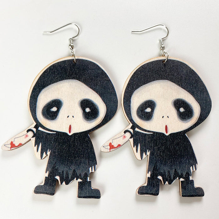 Halloween Horror Ghost Wood Earrings